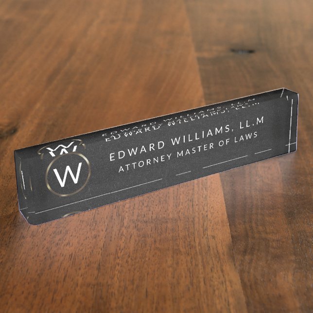 Name-Plakette für Berufliche Monogramm Namensplakette (Seite)