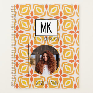 Name Planner mit Foto auf Orange Grunge Muster Planer