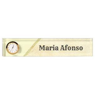Name Plate Beige Gold Streifen Namensplakette