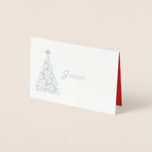 Name Platzkarte SLVR Foiled Christmas Tree & Stars Folienkarte