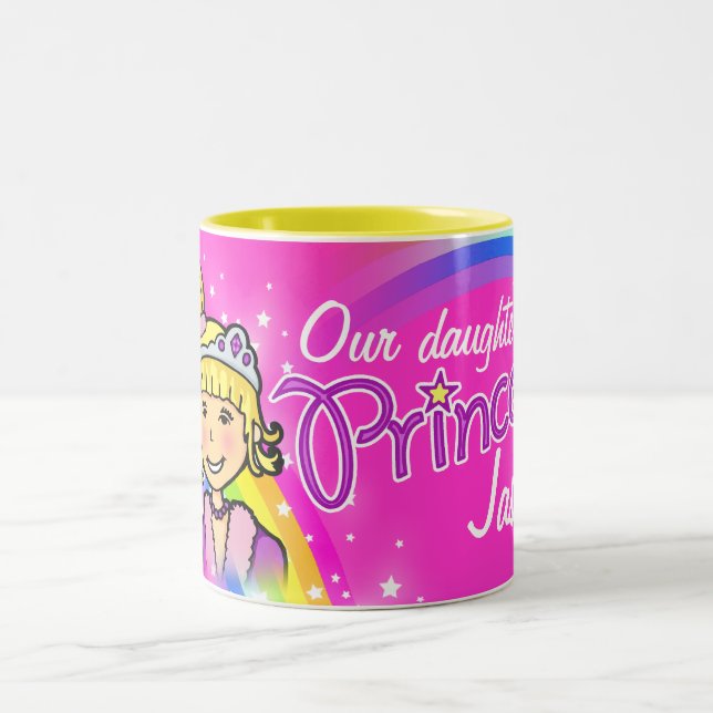 Name Prinzessinnen Regenbogen-Rosa-Tasse Zweifarbige Tasse (Mittel)