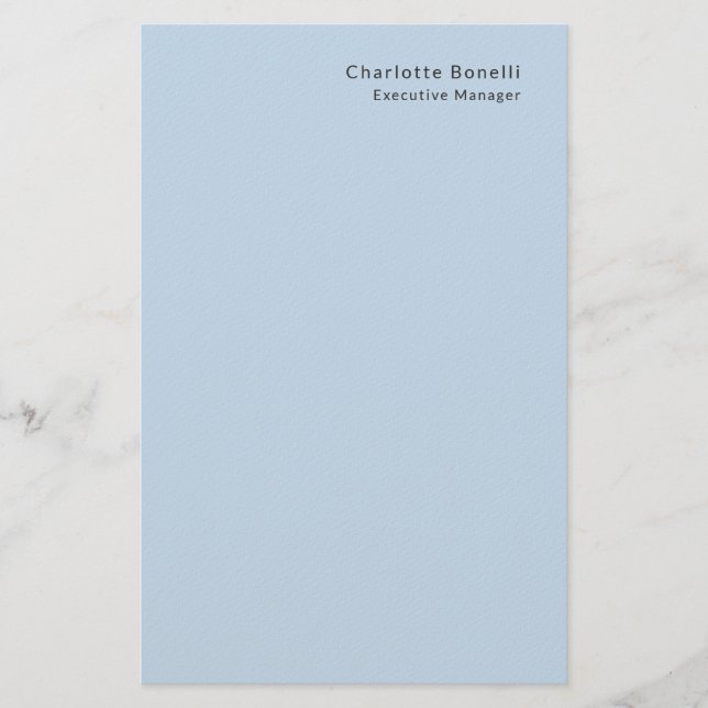 Name Professional Modern Minimalist Blue  Briefpapier (Vorderseite)
