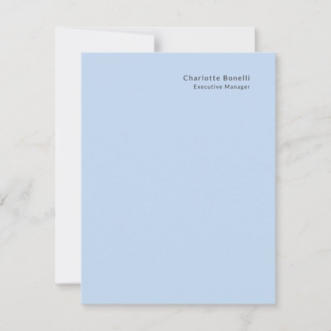 Name Professional Modern Minimalist Blue  Mitteilungskarte (Vorderseite)