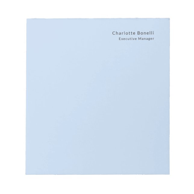 Name Professionell Modern Minimalistisch Blau  Notizblock (Vorderseite)