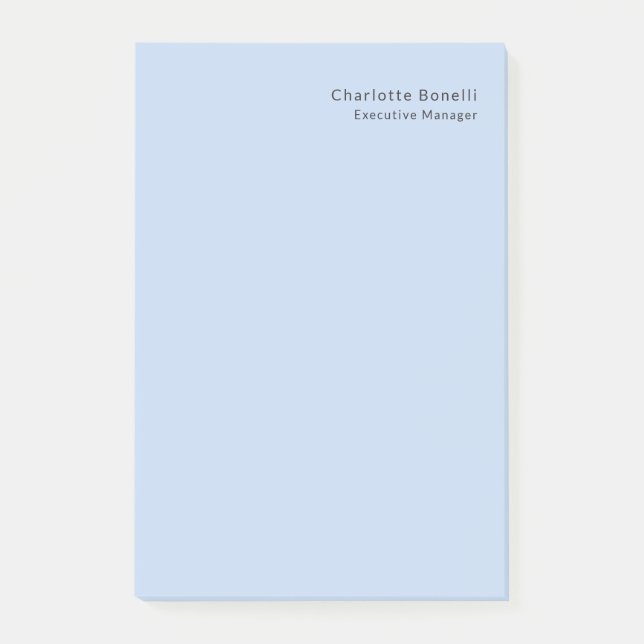 Name Professionell Modern Minimalistisch Blau  Post-it Klebezettel (Vorderseite)