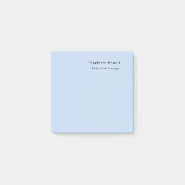 Name Professionell Modern Minimalistisch Blau  Post-it Klebezettel (Vorderseite)
