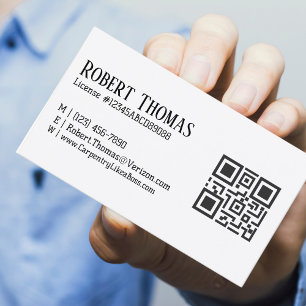 Name QR Code Lizenz # Professionell Modern Schwarz Visitenkarte