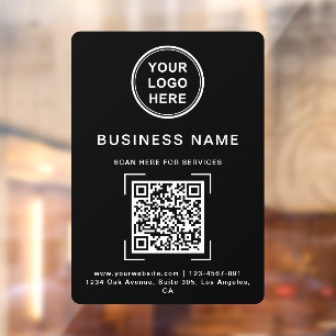 Name QR Code Logo Schwarz/Weiß Fensteraufkleber