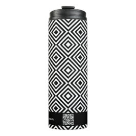 Name QR-Code Website Schwarz-Weiß-Muster Thermosbecher