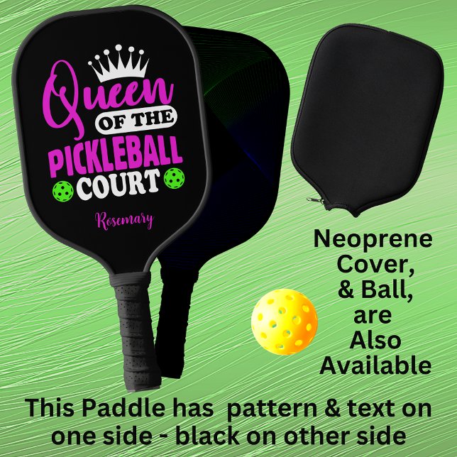 Name Queen of Pickleball Court Lila Green hinzufüg Pickleball Schläger (Von Creator hochgeladen)