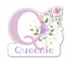 Name Queenie & Initial mit Blumendesign