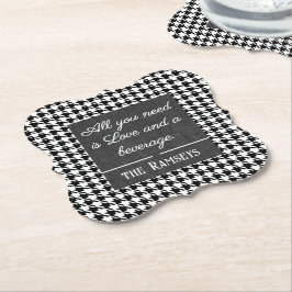 Name Quote. Black & White Houndstooth Bracket Untersetzer