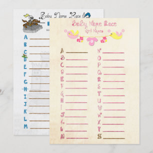 Name Race Baby Showgame Cards Einladung