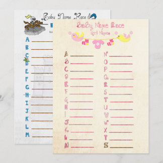 Name Race Baby Showgame Cards Einladung