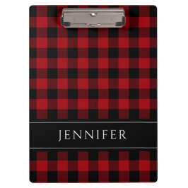 Name Red & Black Karos Kariert Gingham Pattern Klemmbrett