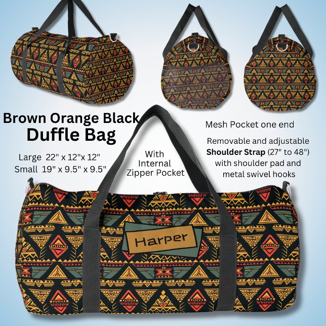 Name: Red Black Orange Brown Abstrakt Geometric Duffle Bag (Von Creator hochgeladen)
