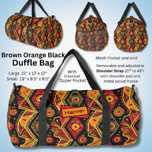 Name: Red Black Orange Brown Abstrakt Geometric Duffle Bag