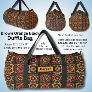 Name: Red Black Orange Brown Abstrakt Geometric Duffle Bag