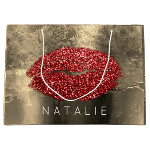 Name Red Kiss Lips Gold Rose Makeup Grunge Große Geschenktüte