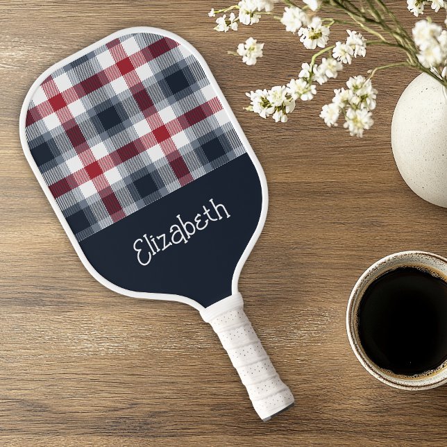 Name Red White and Blue Tartan Pickleball Schläger (Von Creator hochgeladen)