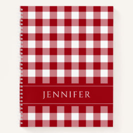 Name Red & White Gingham Checkered Pattern Editor Notizbuch