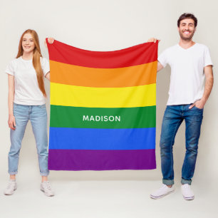 Name-Regenbogen-Flaggen-Fleecedecken Fleecedecke