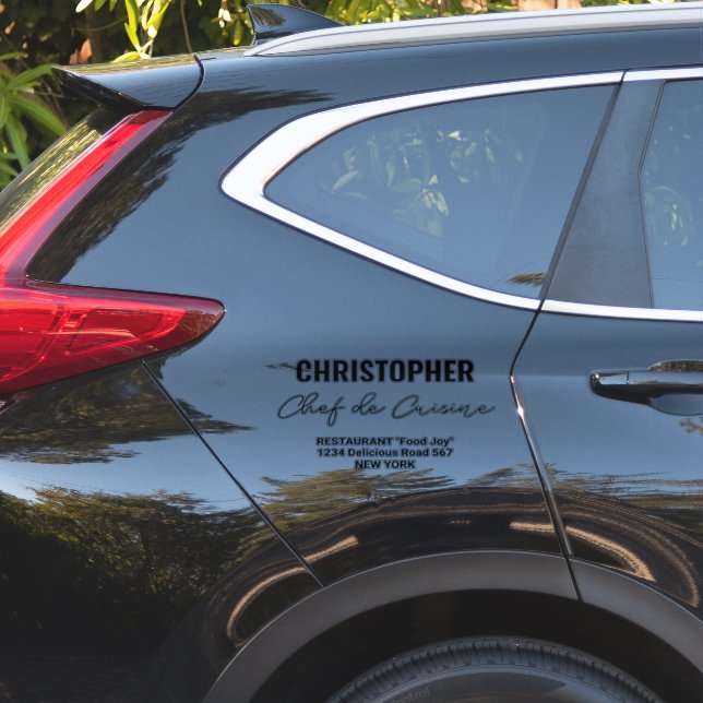 Name Restaurant Koch de Cuisine Aufkleber (Auto Seite)