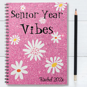 Name, Retro Funkelnd Hot Pink Senior Year Vibes Notizblock