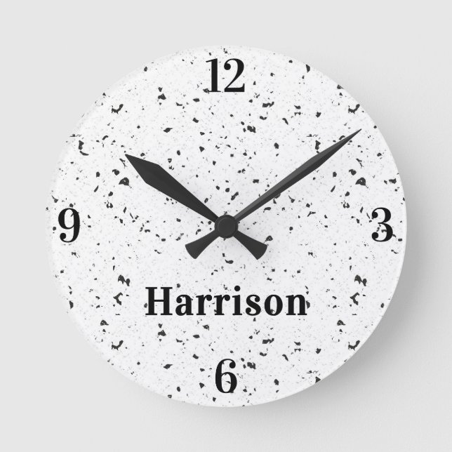Name || Retro Home Office Terrazzo Chips 8-in Runde Wanduhr (Vorderseite)