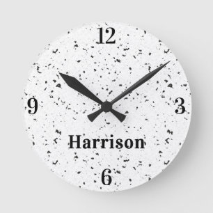 Name Retro Home Office Terrazzo Chips 8 Zoll Runde Wanduhr