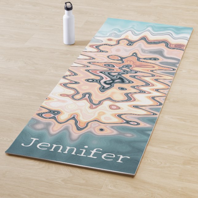 Name Retro Liquid Swirl Pastel Muster Boho Yogamatte (Beispiel)