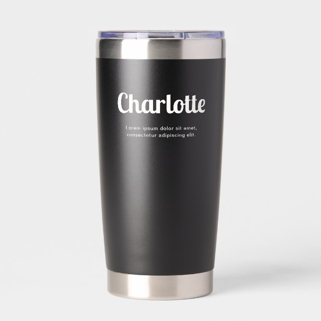 Name Retro Schrift Black Thermobecher (Vorderseite)