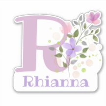 Name Rhianna plus Initial mit Blumendesign