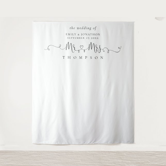 Name Rings Heart Script Foto Hintergrund Wandteppich (Vorderseite)