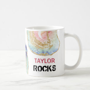 *~* Name ROCKS Pastellfarben Blauer Glitzer person Kaffeetasse
