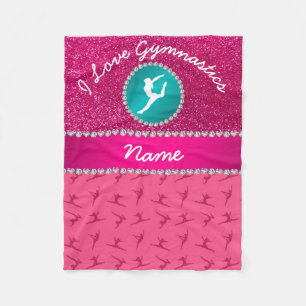 Name Rosa Gymnastik heißen rosa Glitzer Silhouette Fleecedecke