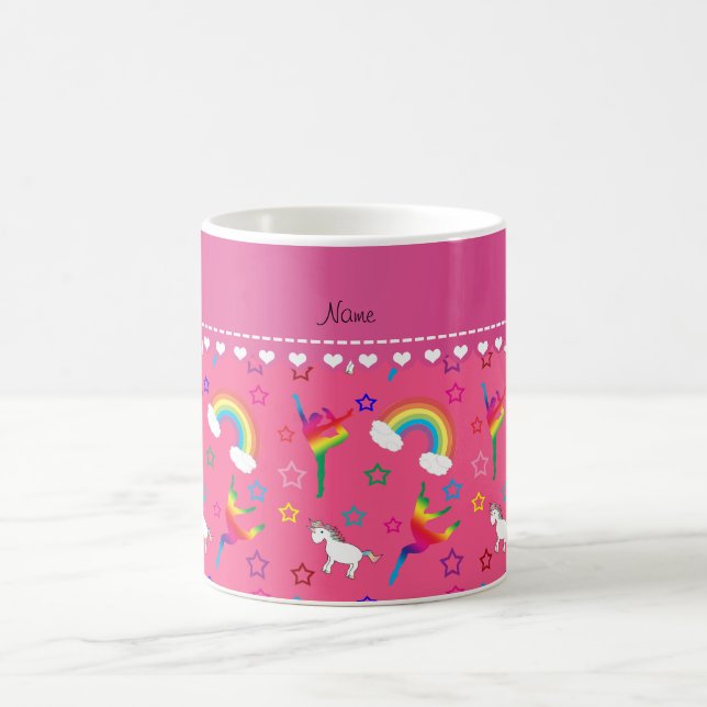 Name Rosa Gymnastik Regenbogen unicorns Tasse (Mittel)