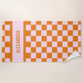 Name Rosa Orange Sunset Bachelorette Strandtuch
