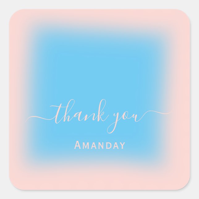 Name Rose Ocean Pastel Bridal Sweet16 Quadratischer Aufkleber (Vorderseite)