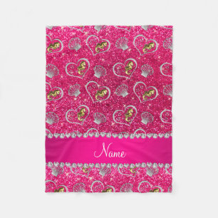 Name Rose Rosa Glitzer Gold Seepferde Silber Musch Fleecedecke