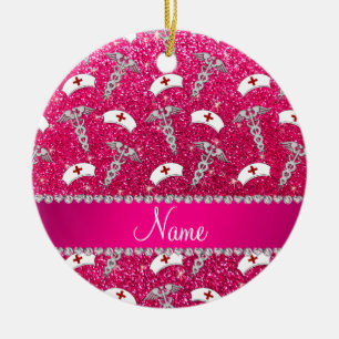 Name Rose Rosa Glitzer Hüte silber Caduceus Keramik Ornament