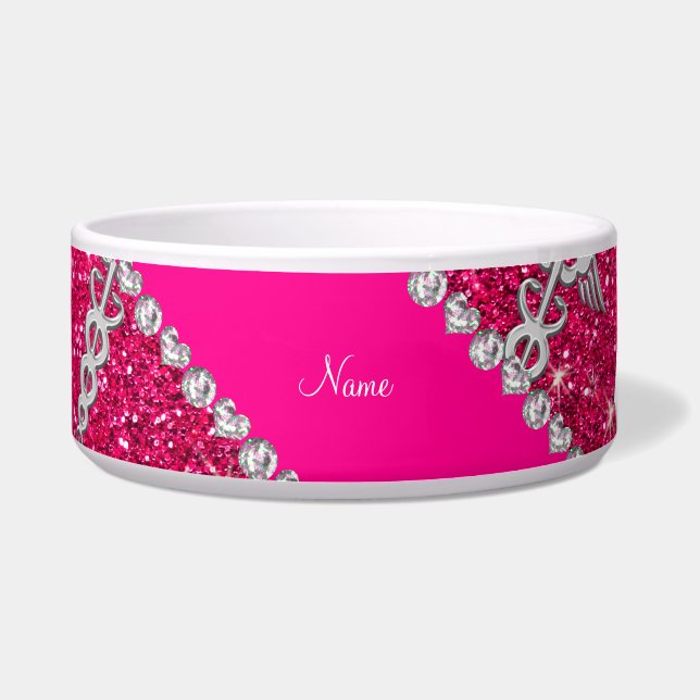 Name Rose Rosa Glitzer Hüte silber Caduceus Napf (Vorderseite)