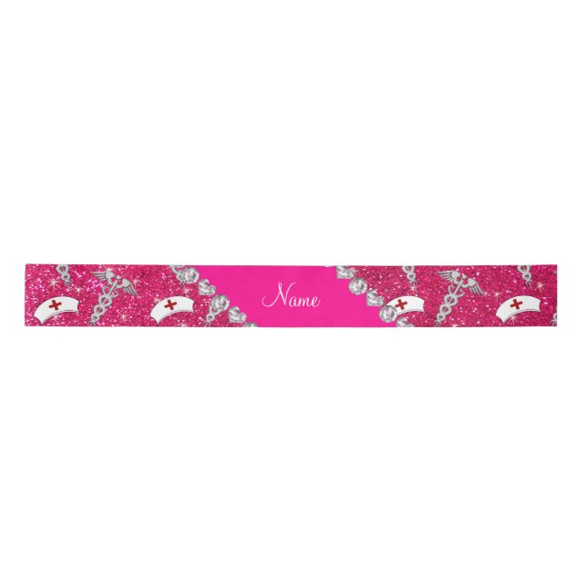 Name Rose Rosa Glitzer Hüte silber Caduceus Satinband (Vorderseite)