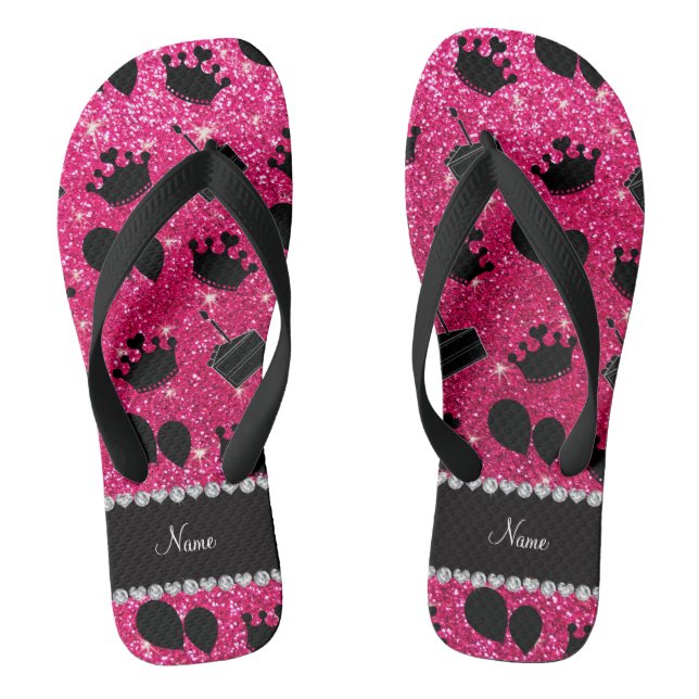 Name Rose Rosa Glitzer Kronen Ballons Kuchen Flip Flops (Fußbett)