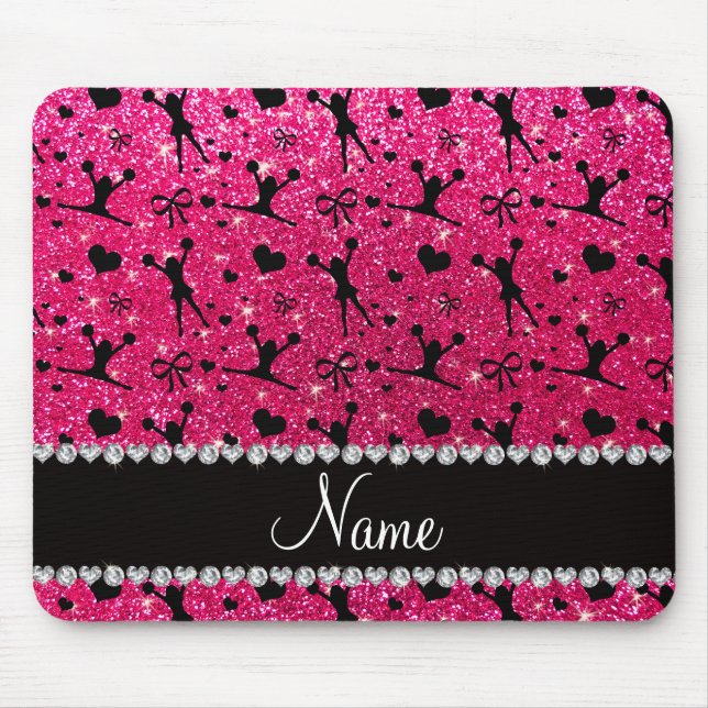 Name-Rosenrosa-Glitter cheerleading Mousepad (Vorne)