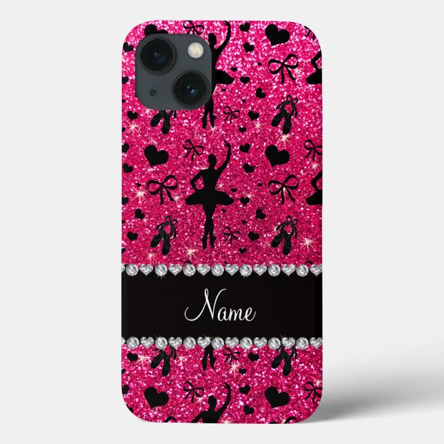Name-Rosenrosa-Glitterballerinen Case-Mate iPhone Hülle (Rückseite)