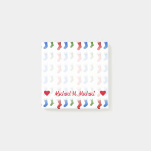 Name; Rote, blaue und grüne WeihnachtsStrümpfe Post-it Klebezettel