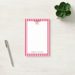 Name rote Streifen Schleife trendy elegant stilvol Post-it Klebezettel