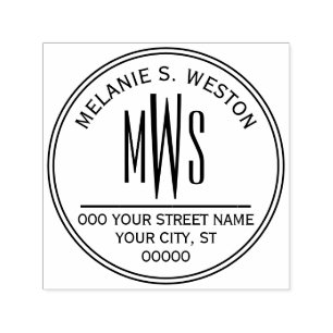 Name Rücksendeadresse 3 Initialen Monogramm 2X Rah Permastempel