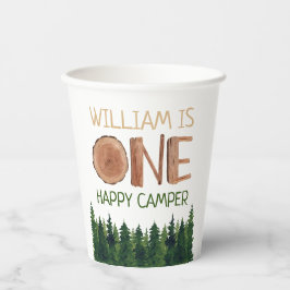 Name Rustic One Happy Camper Pappbecher